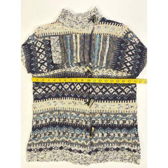 Vtg Evan Picone Fair Isle Chunky Knit Wool Blend Cardigan -Toggle Buttons Sz S - Picture 8 of 11